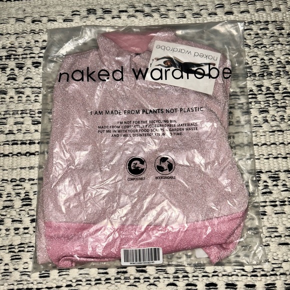 🆕 2/$60 NWT Naked Wardrobe | Long Sleeve Mock Neck Crop Top | Pink Sparkles - Picture 8 of 11